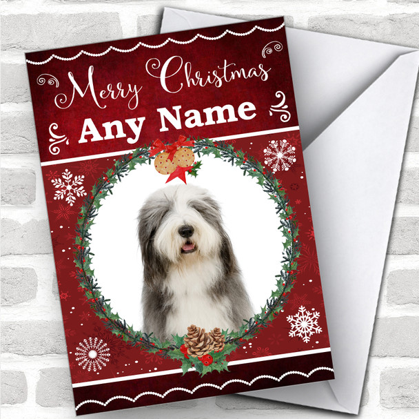 Old English Sheepdog Dog Traditional Animal Personalized Christmas Card