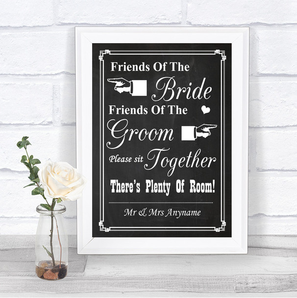 Chalk Style Friends Of The Bride Groom Seating Personalized Wedding Sign