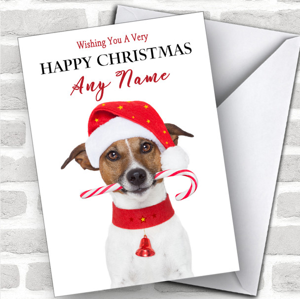 Jack Russell Terrier Dog Candy Cane Animal Personalized Christmas Card