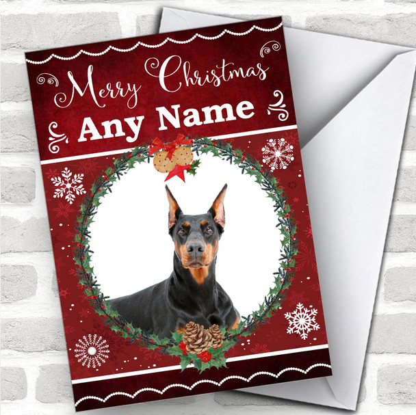 Doberman Pinscher Dog Traditional Animal Personalized Christmas Card