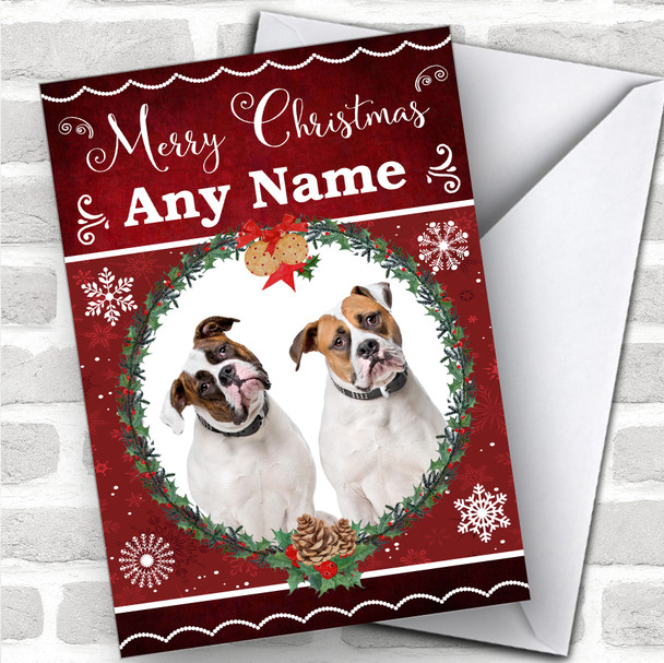 American Bulldog Dog Traditional Animal Personalized Christmas Card