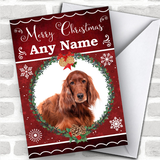Irish Red Setter Dog Traditional Animal Personalized Christmas Card