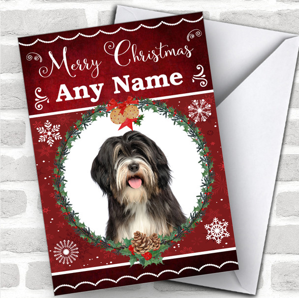 Tibetan Terrier Dog Traditional Animal Personalized Christmas Card