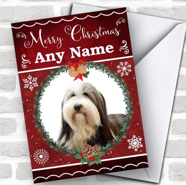 Bearded Collie Dog Traditional Animal Personalized Christmas Card