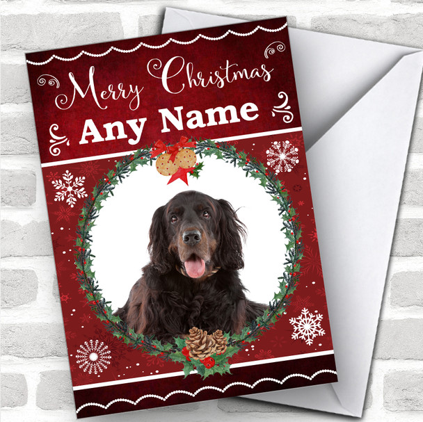 Gordon Setter Dog Traditional Animal Personalized Christmas Card