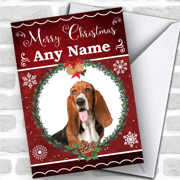 Basset Hound Dog Traditional Animal Personalized Christmas Card