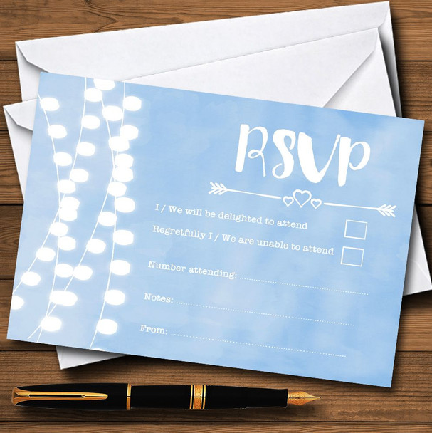 Powder Blue Lights Watercolour Personalized RSVP Cards