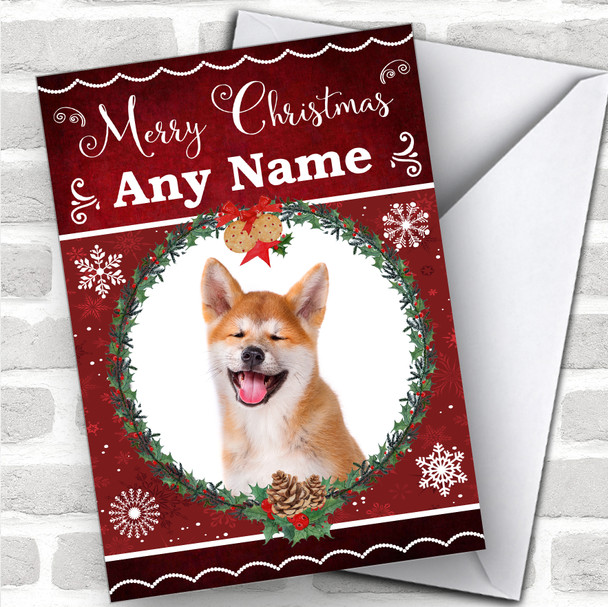 Akita Inu Dog Traditional Animal Personalized Christmas Card