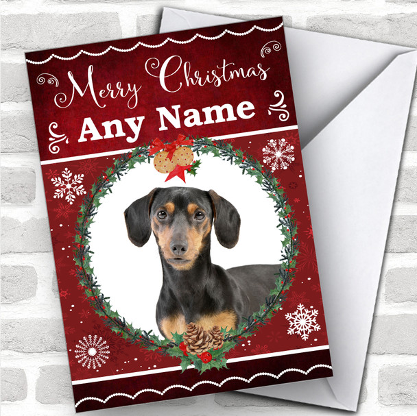 Dachshund Dog Traditional Animal Personalized Christmas Card