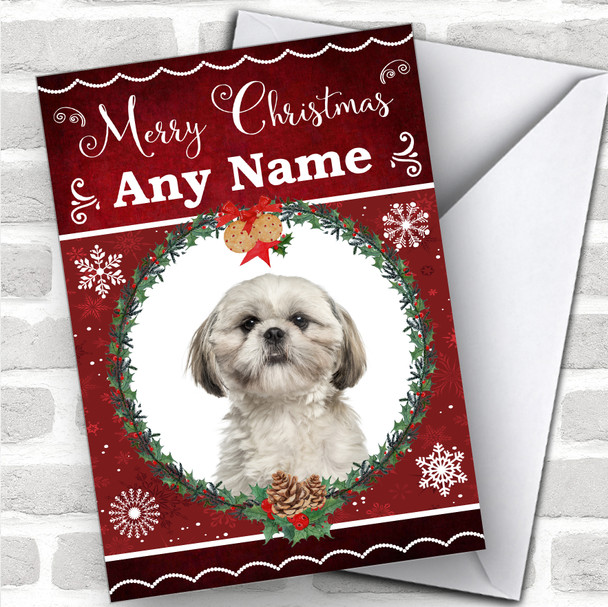 Shih Tzu Dog Traditional Animal Personalized Christmas Card