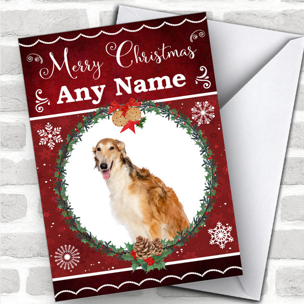 Borzoi Dog Traditional Animal Personalized Christmas Card