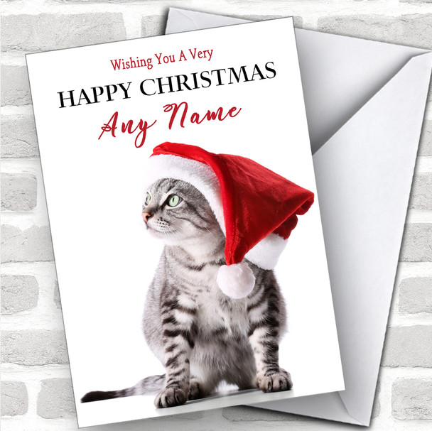 Grey Tabby Kitten Cat Animal Personalized Christmas Card