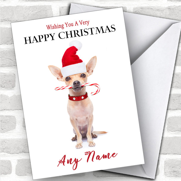 Chihuahua Candy Cane Animal Personalized Christmas Card