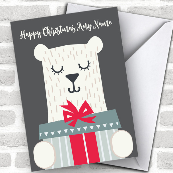 Cute Bear With Present Children's Personalized Christmas Card