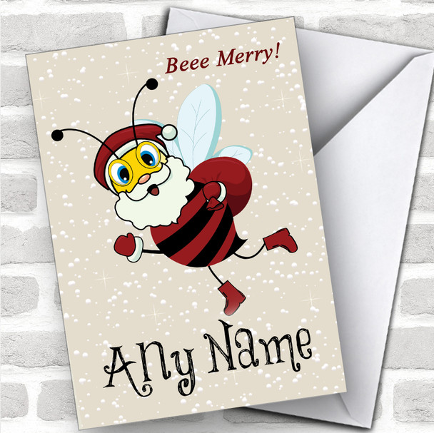 Beeee Merry Santa Bee Children's Personalized Christmas Card