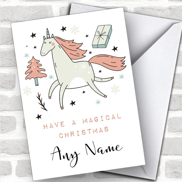 Magical Unicorn Children's Personalized Christmas Card