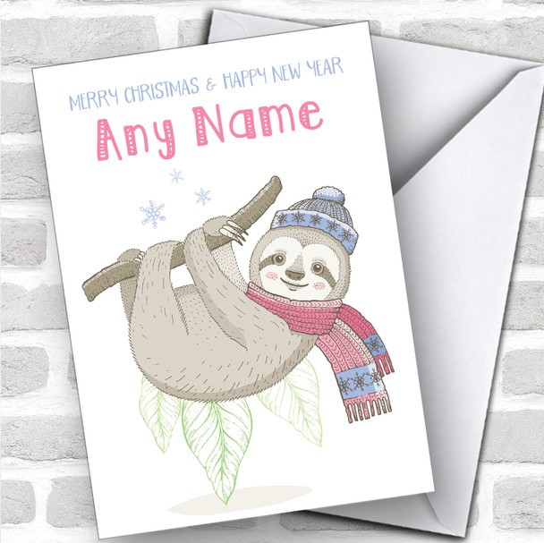 Cute Sloth Children's Personalized Christmas Card