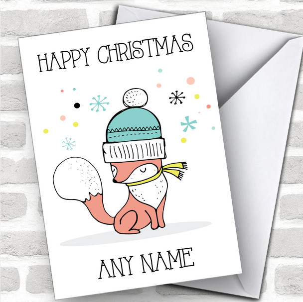 Fox In Hat Children's Personalized Christmas Card