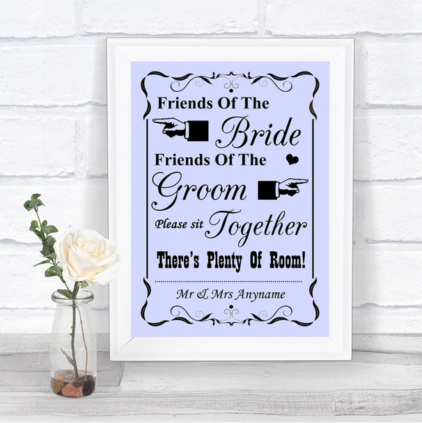 Lilac Friends Of The Bride Groom Seating Personalized Wedding Sign