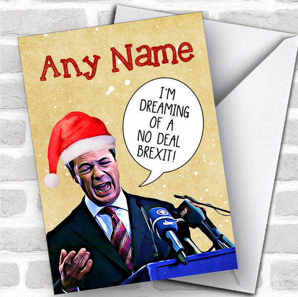 Nigel Farage No Deal Brexit Funny Joke Personalized Christmas Card