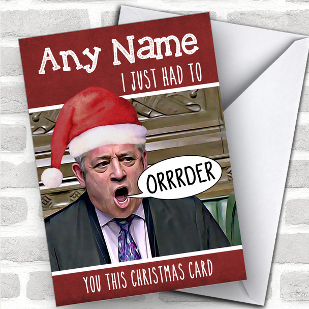 John Bercow Speaker Order Funny Joke Personalized Christmas Card