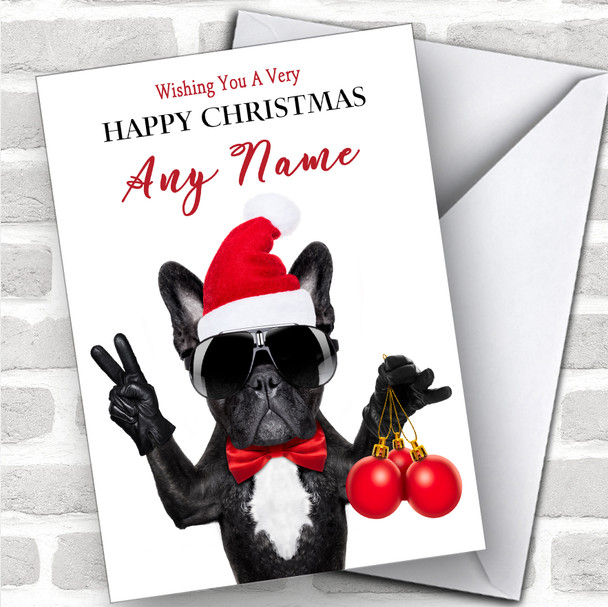 Cool French Bulldog Funny Joke Personalized Christmas Card