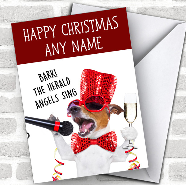 Dog Carol Singing Funny Joke Personalized Christmas Card