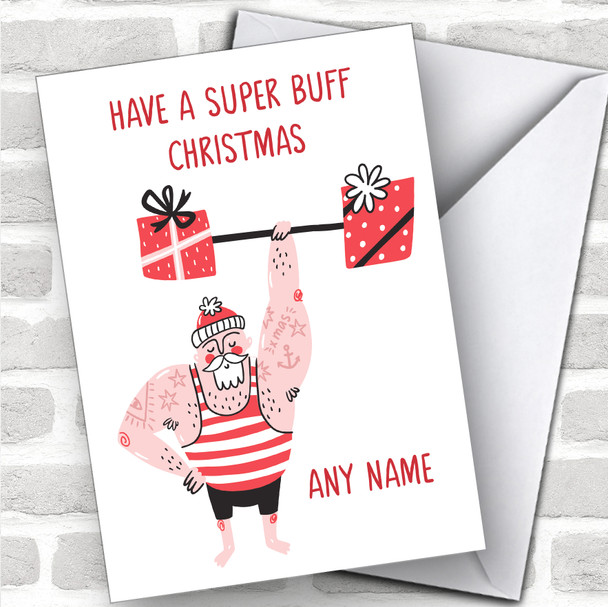 Bodybuilding Weight Lifting Gym Buff Hobbies Personalized Christmas Card