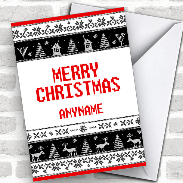 Cross Stitch Black & White Style Hobbies Personalized Christmas Card