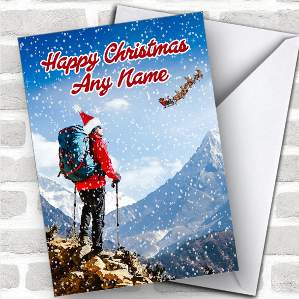 Hiker Walker Hiking Backpacker Hobbies Personalized Christmas Card