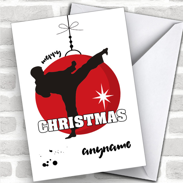 Karate Bauble Silhouette Style Hobbies Personalized Christmas Card