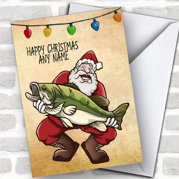 Fishing Santa With Big Catch Hobbies Personalized Christmas Card