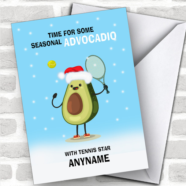 Tennis Player Funny Avocadio Hobbies Personalized Christmas Card