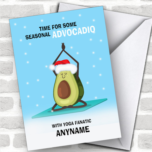 Yoga Fanatic Funny Avocadio Hobbies Personalized Christmas Card