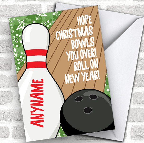 Bowling Funny Roll On Xmas Hobbies Personalized Christmas Card