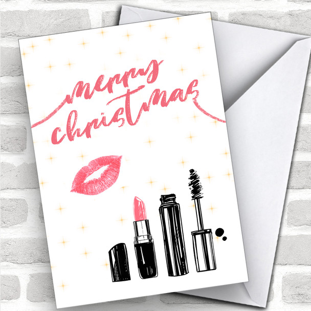 Make Up Scribble Lipstick Hobbies Personalized Christmas Card