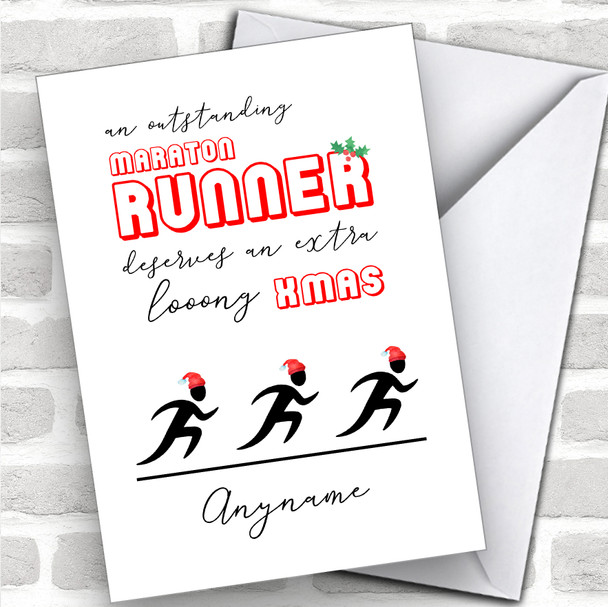 Marathon Runner Long Xmas Hobbies Personalized Christmas Card