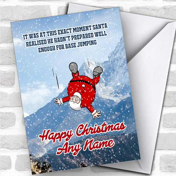 Funny Santa Base Jumping Hobbies Personalized Christmas Card