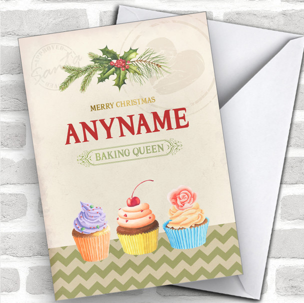 Baking Vintage Cupcakes Hobbies Personalized Christmas Card