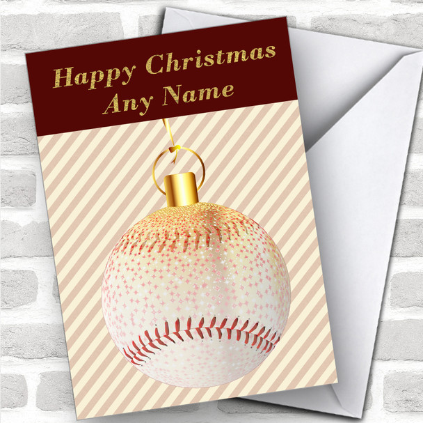 Gold & Stripes Baseball Hobbies Personalized Christmas Card