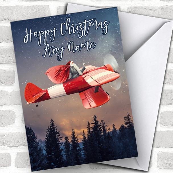 Santa Pilot Plane Night Hobbies Personalized Christmas Card