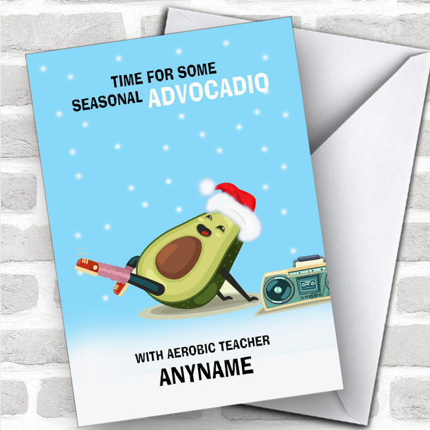 Aerobic Funny Avocadio Hobbies Personalized Christmas Card