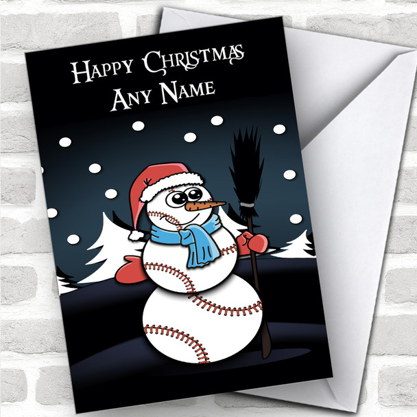 Baseball Snowman Night Hobbies Personalized Christmas Card