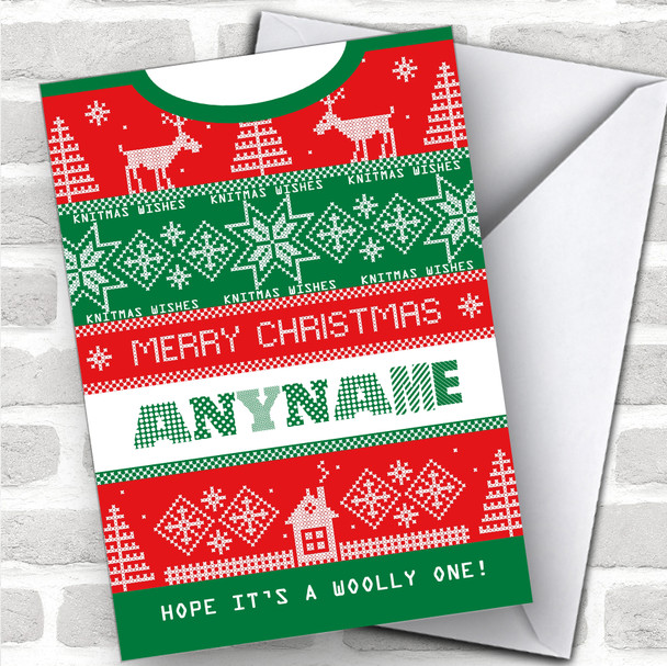 Knitting Woolly Jumper Hobbies Personalized Christmas Card