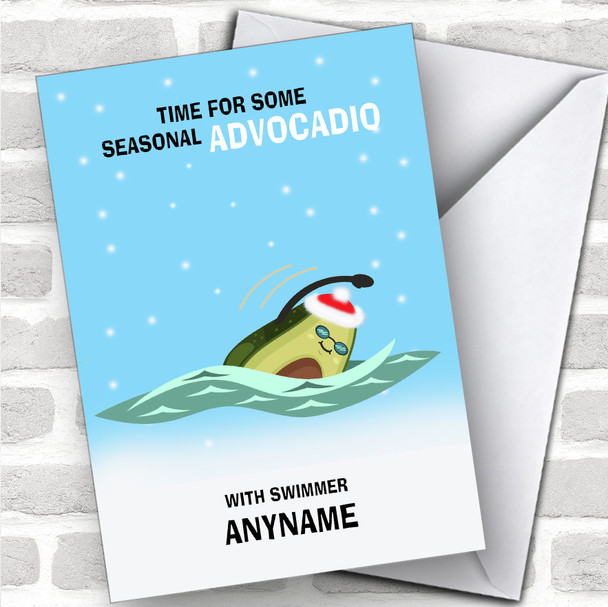 Swimmer Funny Avocadio Hobbies Personalized Christmas Card