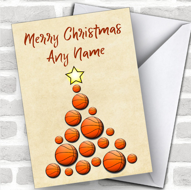 Basketball Xmas Tree Hobbies Personalized Christmas Card