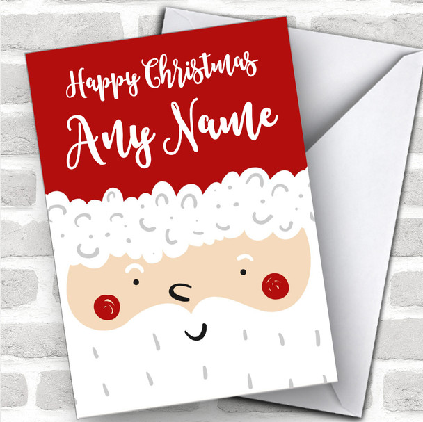 Large Santa Face Modern Personalized Christmas Card