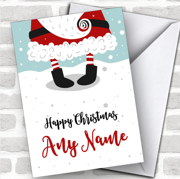 Santa's Legs Modern Personalized Christmas Card