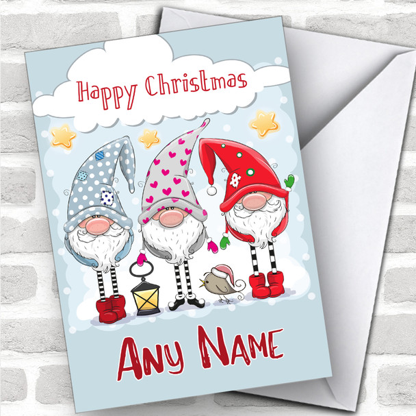 Cute Elves Modern Personalized Christmas Card