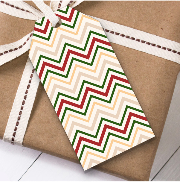 Red Green Cream Chevrons Small Christmas Gift Tags